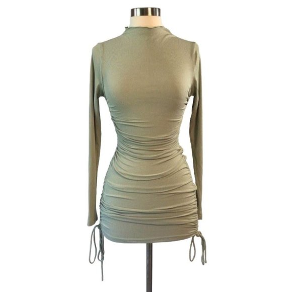 Hello Molly Think It Over Prima Donna Bodycon Dress in Khaki Green Size 4 NEW - Picture 2 of 10